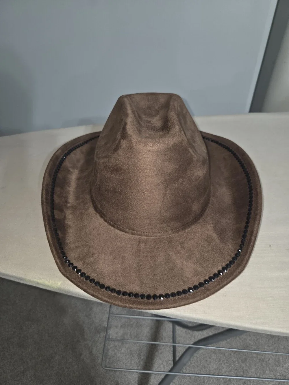 Brown Suede Cowboy Hat with Studded Brim